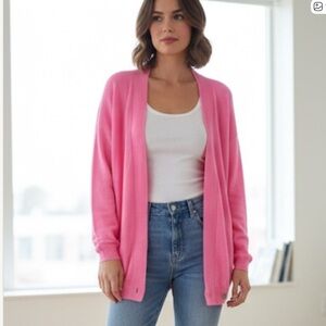 Crush Cashmere 100% Cashmere Pink Oversized Single Button Preppy Cardigan XS
